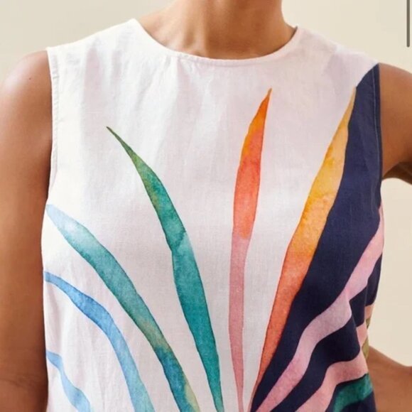 Anthropologie Conditions Apply Sleeveless Palm Print Shift Dress - Picture 3 of 6